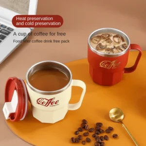 304 Stainless Steel Portable Coffee Mug, Light Luxury, Suitable for Home, Office, Water Cups, Beverage Cups, New Type
