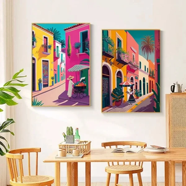 Vintage Abstract Mexico Travel Illustration Latin American Floral Cactus Poster Canvas Painting Wall Art Pictures Home Decor - Image 3