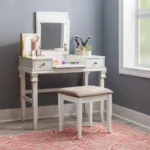 White Makeup Vanity Mirror Dressing Table for Bedroom Angela Vanity Set Dressers for Bed Room Dresser Drawer Make Up Table Desk