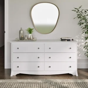 Bedroom Furniture:Double Dresser for Bedroom, 6-Drawer Wide Chest of Drawers, Traditional Bedroom Dresser, WDC-6330-V - Image 2