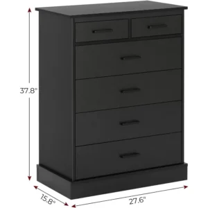 Dresser for Bedroom,Wood Storage Tower Clothes Organizer, Chest of 6 Drawers, Large Capacity Storage Cabinet,Tall Dressers - Image 5