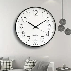 8 Inch Silent Quartz Wall Clock, Round 3D Digital Modern Wall Clock, Non-Ticking Wall Clock, Bedroom Living Room