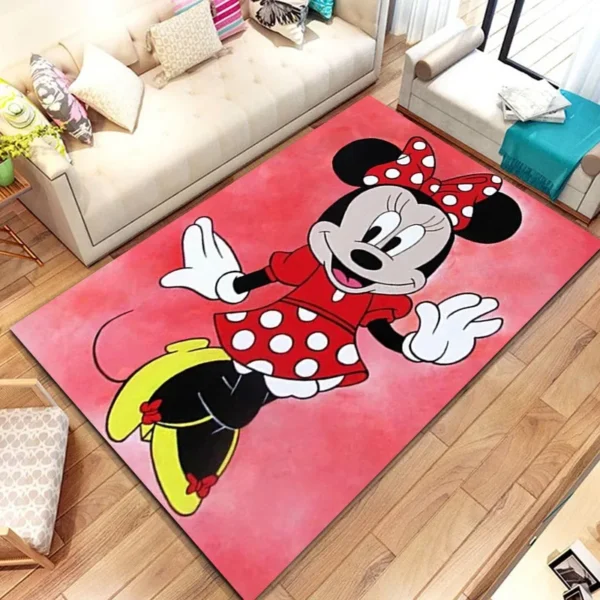 MINISO Disney Mickey Minnie Kids Pink Room Bedside Carpet Non Slip Soft Floor Mats Sofa Coffee Table Area Rugs for Home Decor - Image 3