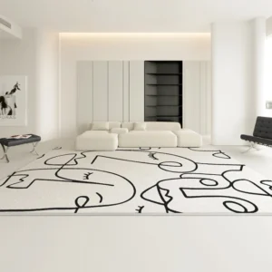 White Black Striped Carpet Minimalist Luxury Decoration Living Room Carpets Comfortable Soft Bedroom Rugs Easy Clean Sofa Rug - Image 2