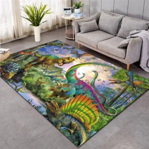 Cartoon Dinosaur Jungle Green Children's Carpet, Soft Non Slip Indoor Carpet, Small and Medium Size Alfombra Tapete Peludo Rugs - Image 2