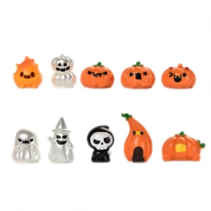 Halloween Decoration Figurine Miniature Cartoon Cute Pumpkin Ghost Bat Micro Landscape Ornaments for Home Resin Craft Desk Decor - Image 6