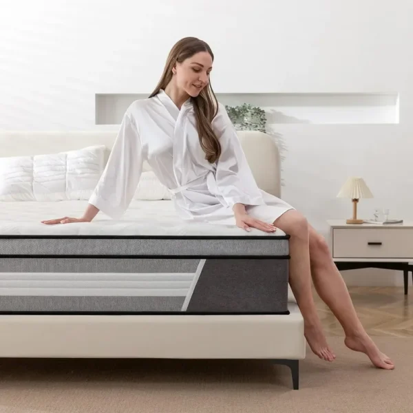 King Mattress, 14 Inch Innerspring Hybrid Mattress in a Box with Memory Foam, Individually Wrapped Encased Spring Mattress - Image 2