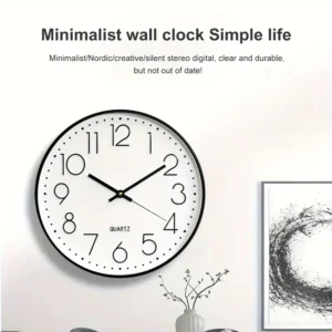 8 Inch Silent Quartz Wall Clock, Round 3D Digital Modern Wall Clock, Non-Ticking Wall Clock, Bedroom Living Room - Image 2