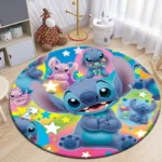 Stitch Cartoon HD Printed Round Carpet for Living Room Rugs Camping Picnic Mats Flannel Anti-Slip Rug Yoga Mat Gifts