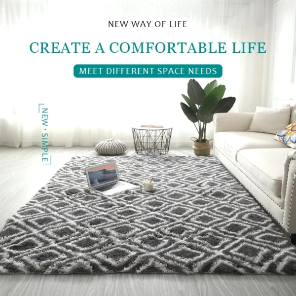 Pattern Mat Silk Wool Carpet Balcony Living Room Bedroom Bedside Floor Mat Long Hair Washable Decorative Blanket Baking Mat