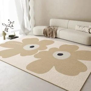 VIKAMA Fresh Living Room Carpet Waterproof Non-slip Coffee Table Carpet Large Area of Crystal Velvet Carpet Floral Mat - Image 3