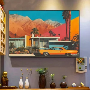 Retro Palm Springs Pool Villa Poster California Travel Desert Landscape Prints Canvas Painting Wall Art Pictures Home Room Decor - Image 3