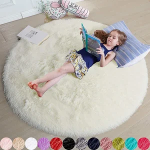 Fluffy Round Rugs For Girls Bedroom Soft Shaggy White Carpet In The Living Room Bedside Rugs Pink Home Decor Hairy Baby Play Mat - Image 3