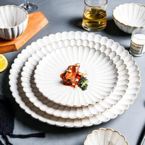 1pcs Retro Ceramic Dishes Plates Fish Dish Plates Manual Flower Relief Living Room Dinner Plate Kitchen Fruit Salad Dish Bowl - Image 2