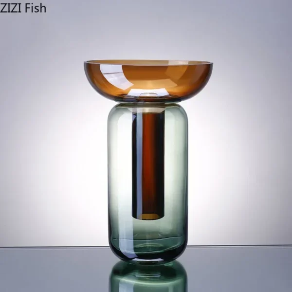 Gradient Colored Detachable Glass Vase Hydroponic Flower Pots Desk Decoration Artificial Flower Decorative Floral Arrangement - Image 3