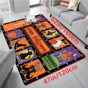 Halloween Spooky Witch Pumpkin Carpet for Living Room Decor Sofa Table Large Area Rugs Bedroom Bedside Foot Pad Antislip Doormat - Image 5